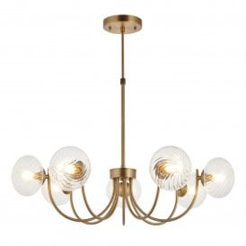 Endon Lighting Hague 7 Light Pendant Light Brass Glass G9 745mm