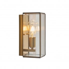 Endon Lighting Hammond Wall Light Brass Glass Lantern E27