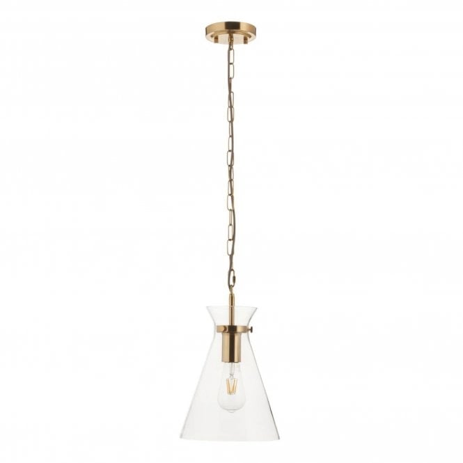  Harlow Pendant Light Aged Brass Glass E27 225mm