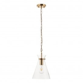 Endon Lighting Harlow Pendant Light Aged Brass Glass E27 225mm