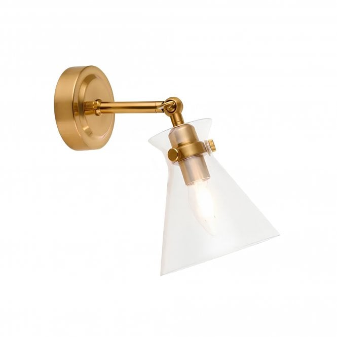  Harlow Wall Light Brass Glass E14 Adjustable