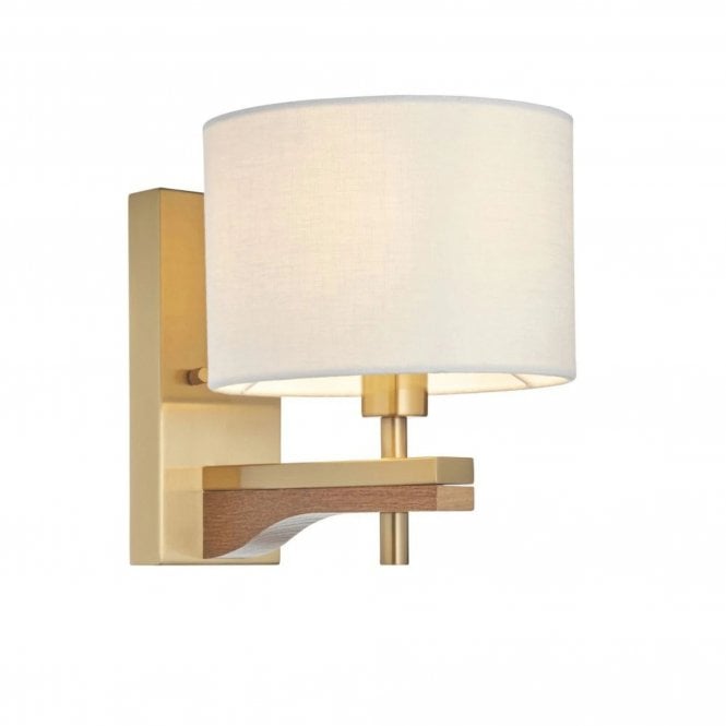  Heathcliff Wall Light Ash Wood Brass E14