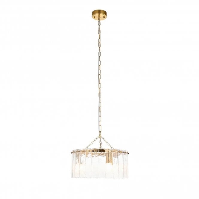  Karine 3 Light Pendant Light Brass Glass E14 392mm