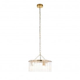 Endon Lighting Karine 3 Light Pendant Light Brass Glass E14 392mm