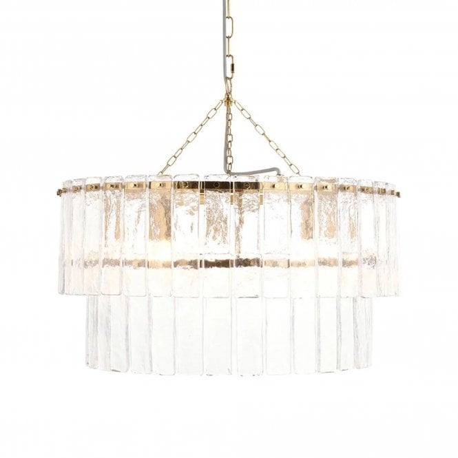  Karine 5 Light Tiered Pendant Light Brass Glass E14 570mm