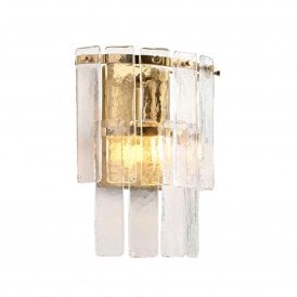 Endon Lighting Karine Wall Light Brass Textured Glass E14