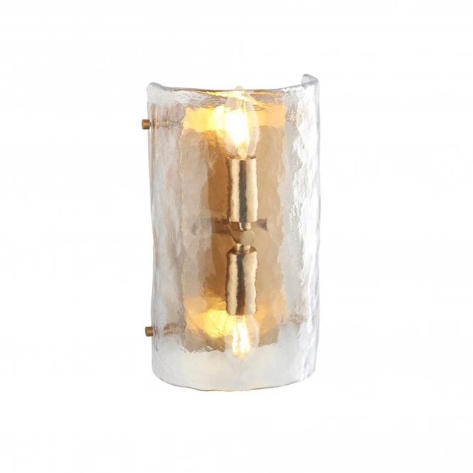  Keller 2 Light Wall Light Brass Textured Glass E14