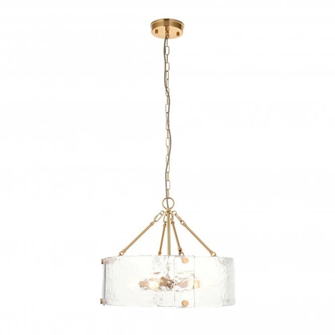  Keller 4 Light Pendant Light Brass Glass E14 400mm