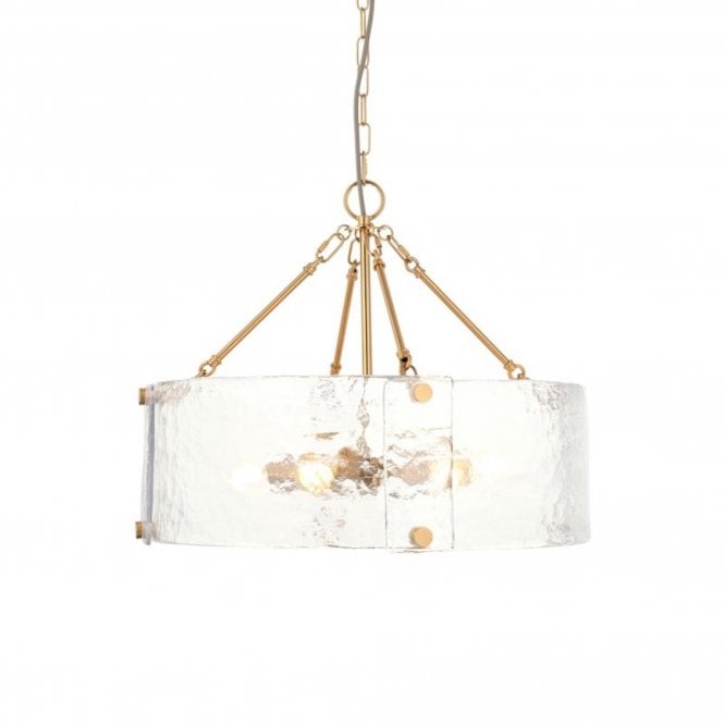  Keller 6 Light Pendant Light Brass Glass E14 530mm