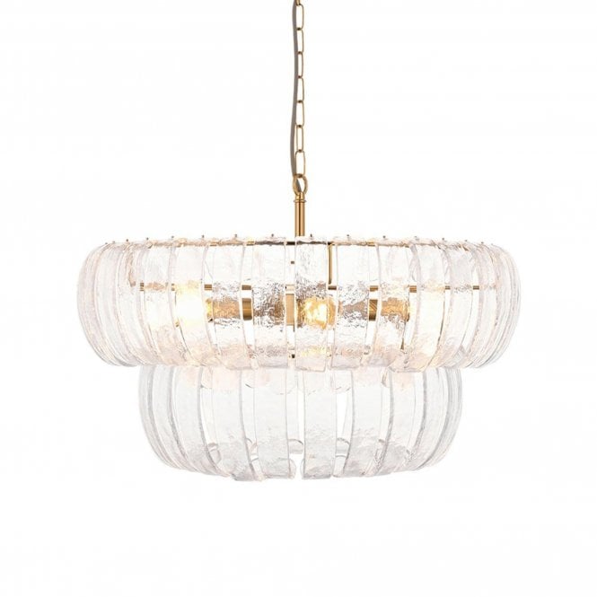  Montrose 6 Light Pendant Light Brass Glass E14 600mm