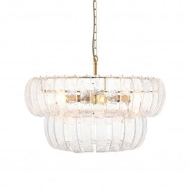 Endon Lighting Montrose 6 Light Pendant Light Brass Glass E14 600mm