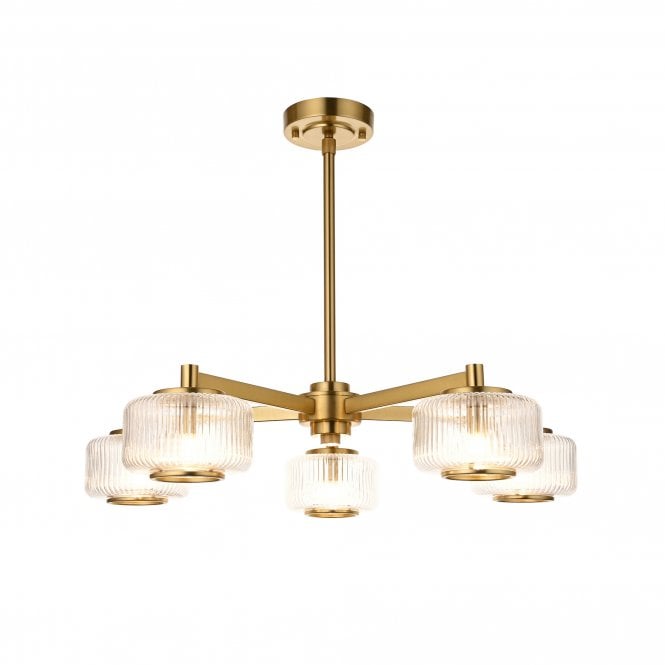  Stamford 5 Light Pendant Aged Brass G9 680mm