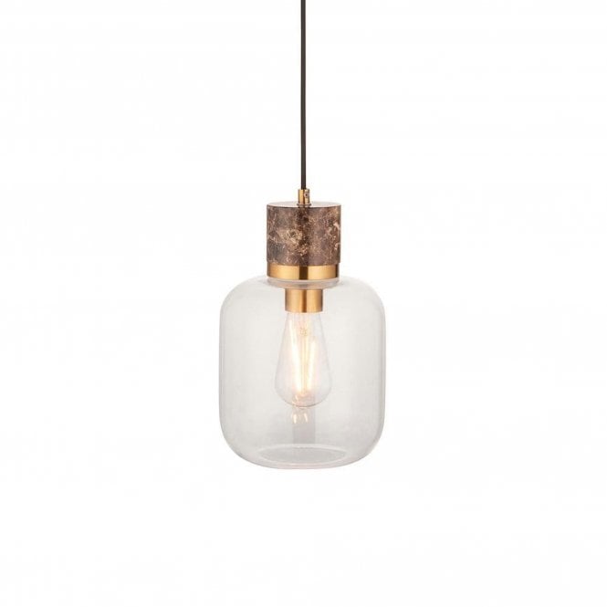  Travi Pendant Light Marble Brass Glass E27