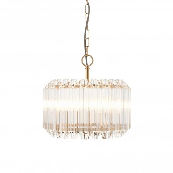  Valentina 3 Light Pendant Light Brass Glass E14 360mm