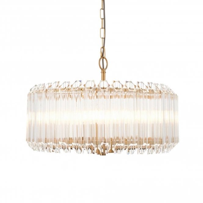  Valentina 5 Light Pendant Light Brass Glass E14 520mm