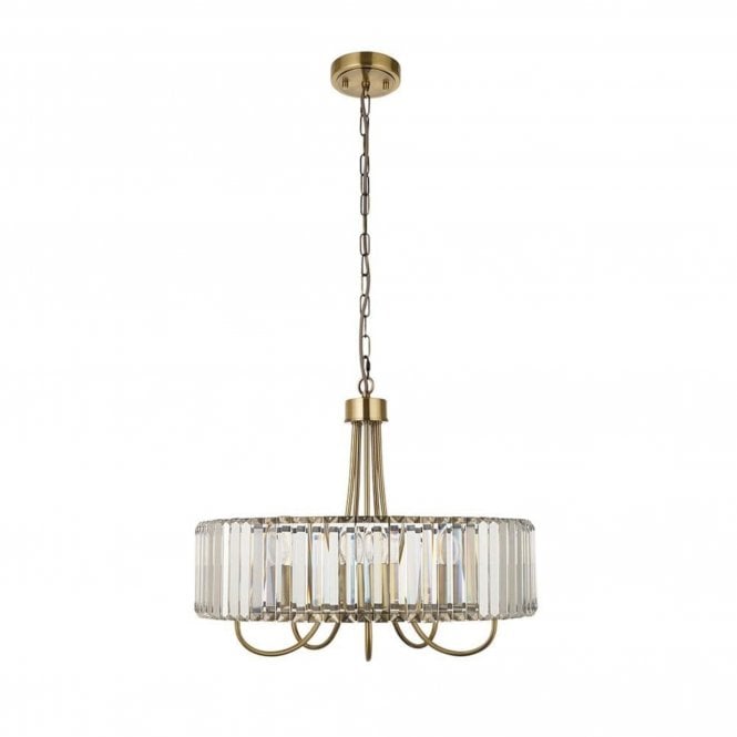  Visconti 8 Light Pendant Light Brass Glass E14 742mm