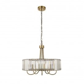 Endon Lighting Visconti 8 Light Pendant Light Brass Glass E14 742mm