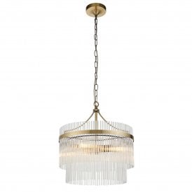 Endon Marietta 3lt Pendant Ceiling Light, Antique Brass