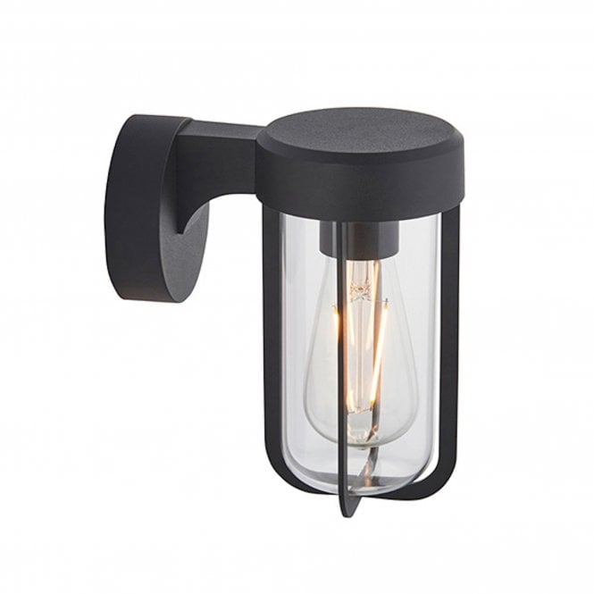 Endon Outdoor Die-cast IP44 Black & Clear Glass Wall Light