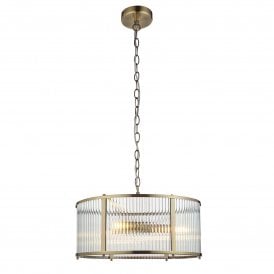 Endon Ridgeton 3lt Pendant Ceiling Light, Antique Brass