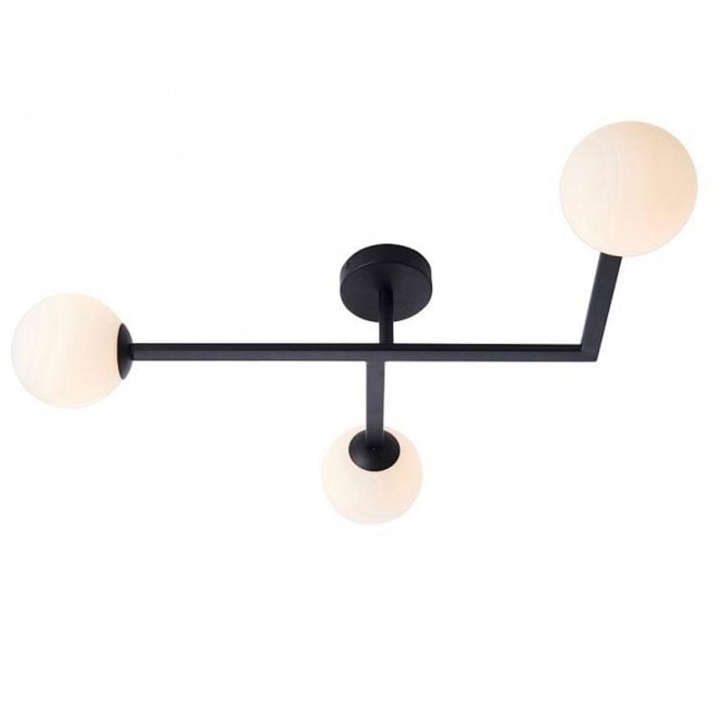Endon Spa 3Lt Semi Flush Ceiling Light, Matt Black