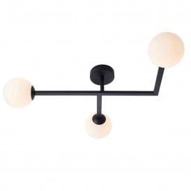 Endon Spa 3Lt Semi Flush Ceiling Light, Matt Black