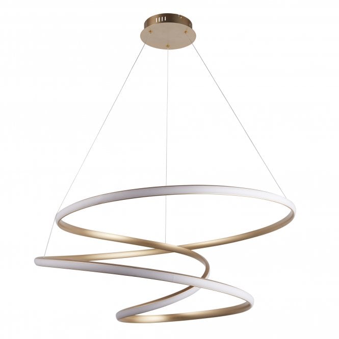 Endon Spiral Large Pendant, Gold & White