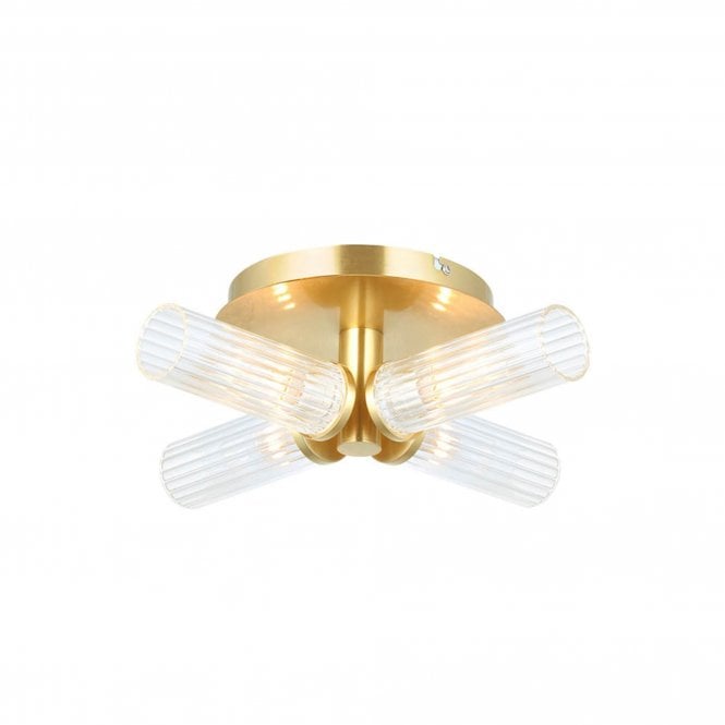 Endon Talo 4lt Semi-Flush Ceiling Light, Satin Brass