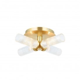 Endon Talo 4lt Semi-Flush Ceiling Light, Satin Brass