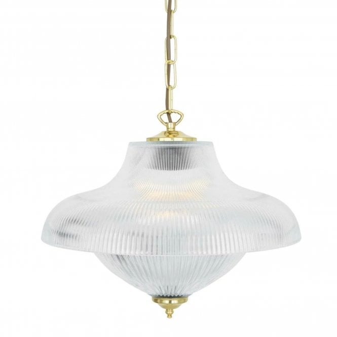 Essence Vintage Prismatic Glass Pendant Light 40cm, Polished Brass