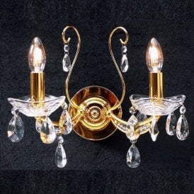 Fantastic Concerto 1525/2P With Crystal Peardrop Trimmings Gold Plated Wall Bracket