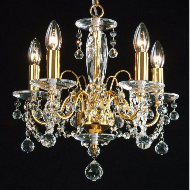 Fantastic Figaro 400/5 Gold Plated With Crystal Ball Trimmings Chandelier