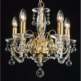 Fantastic Figaro 400/5 Gold Plated With Crystal Ball Trimmings Chandelier