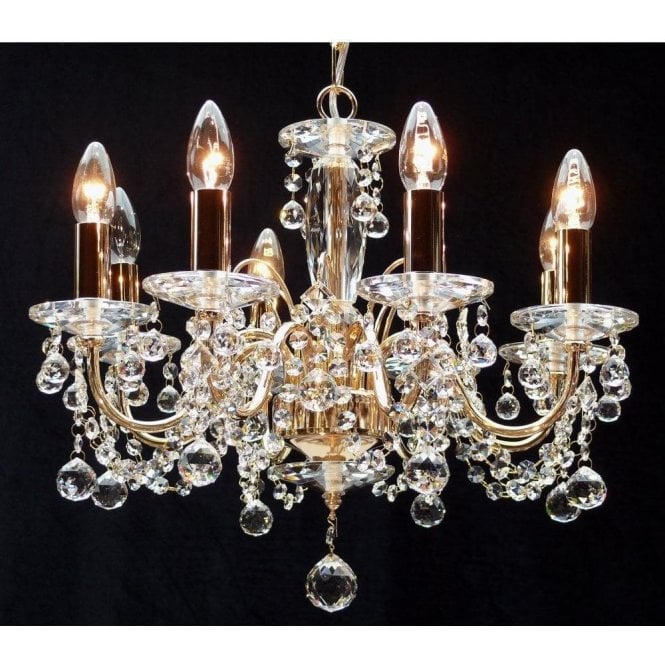 Fantastic Figaro 400/8 Gold Plated With Crystal Ball Trimmings Chandelier