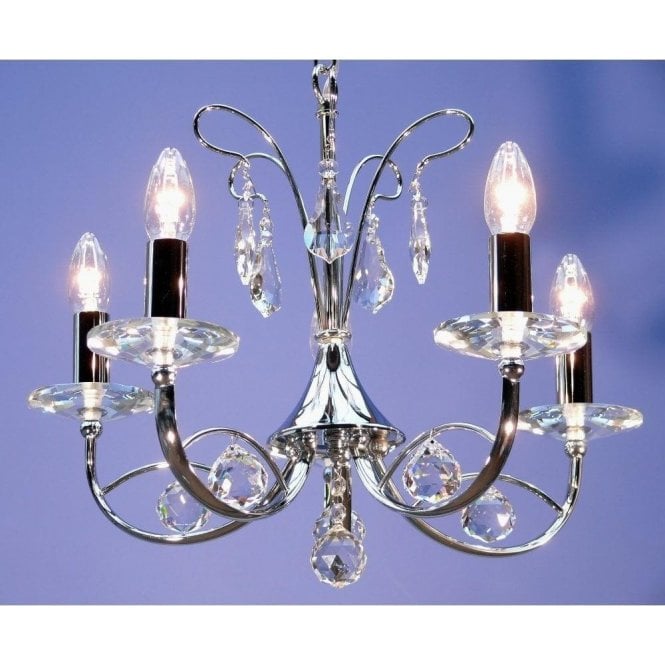 Fantastic Handel 1631/5 Chrome Armed Pendant with Crystal Ball Trimmings
