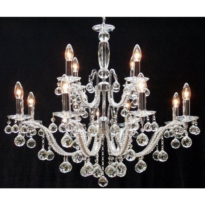 Fantastic Mozart 600/12+6 Chrome With Beaded Arm & Ball Trimmings Chandelier