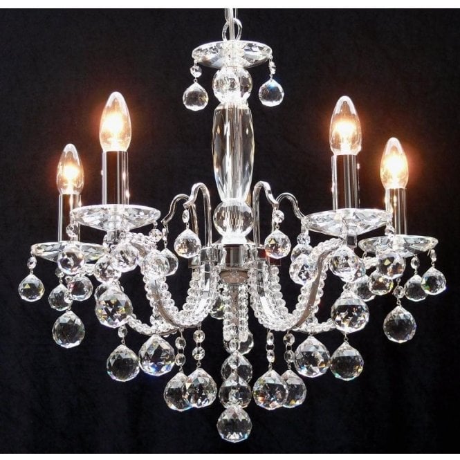 Fantastic Mozart 600/5 Chrome With Beaded Arm & Ball Trimmings Chandelier
