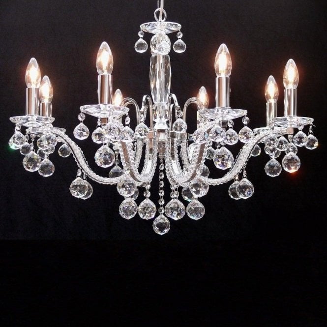 Fantastic Mozart 600/8+4 Chrome With Beaded Arm & Ball Trimmings Chandelier