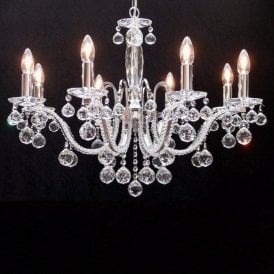 Fantastic Mozart 600/8+4 Chrome With Beaded Arm & Ball Trimmings Chandelier