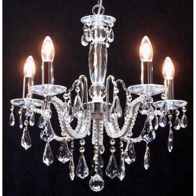 Fantastic Mozart 603/5 Chrome Beaded Arm & New Pear Shape Trimmings Chandelier