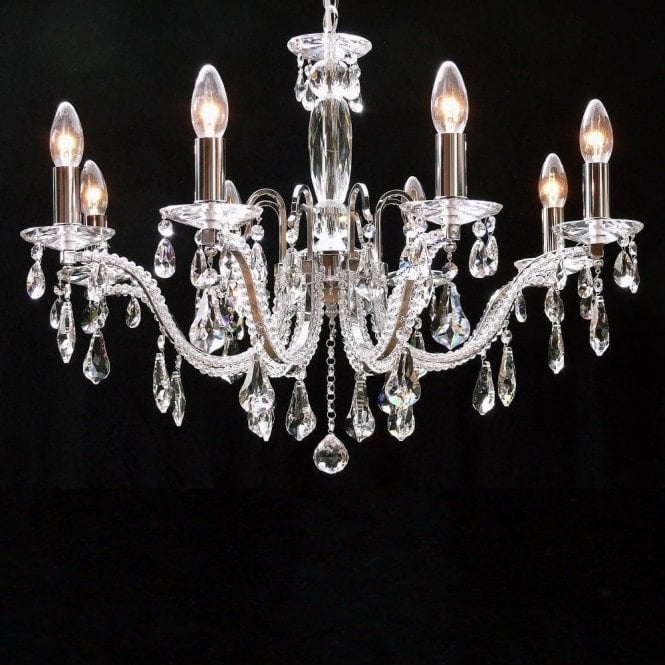 Fantastic Mozart 603/8 Chrome Beaded Arm & New Pear Shape Trimmings Chandelier