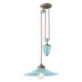 Ferroluce Colors Rise & Fall Pendant Light Blue