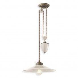 Ferroluce Colors Rise & Fall Pendant Light Cream