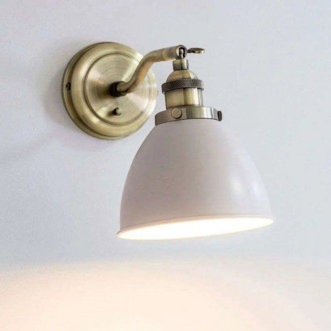 Franklin Adjustable Wall Light, Taupe & Antique Brass