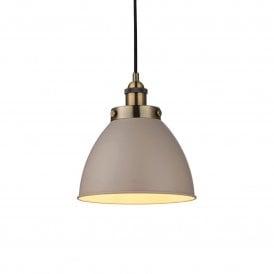 Franklin Small Industrial Pendant Light, Taupe & Antique Brass