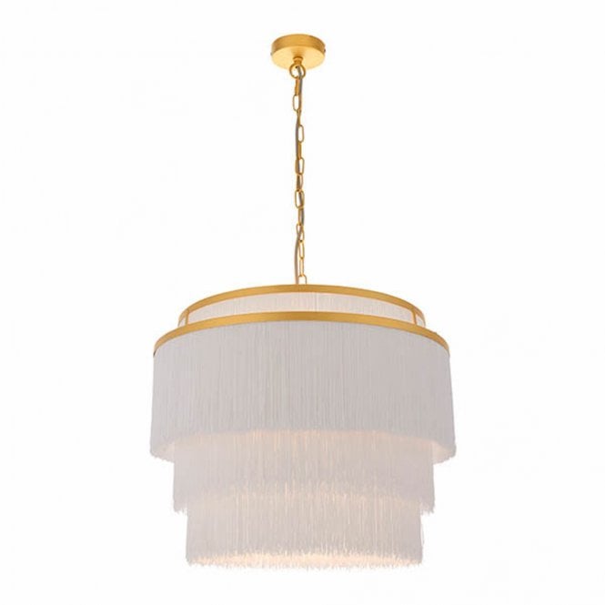 Fringe Large Pendant, Gold & White