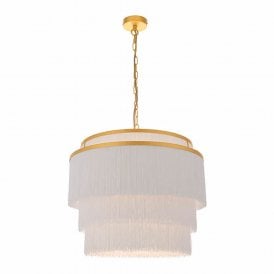 Fringe Large Pendant, Gold & White