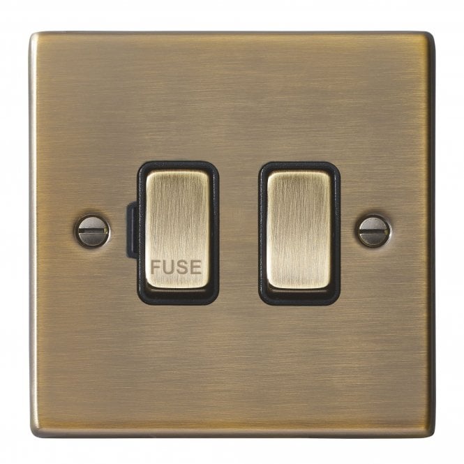 Hamilton 1 gang 13A Double Pole Fused Spur, Antique Brass