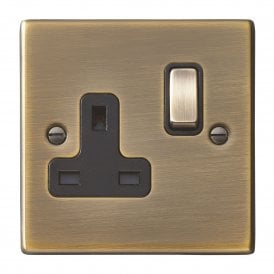 Hamilton 13A Single Socket 1 Gang, Antique Brass