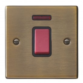 Hamilton 45A Cooker Switch 1 Gang Neon, Antique Brass